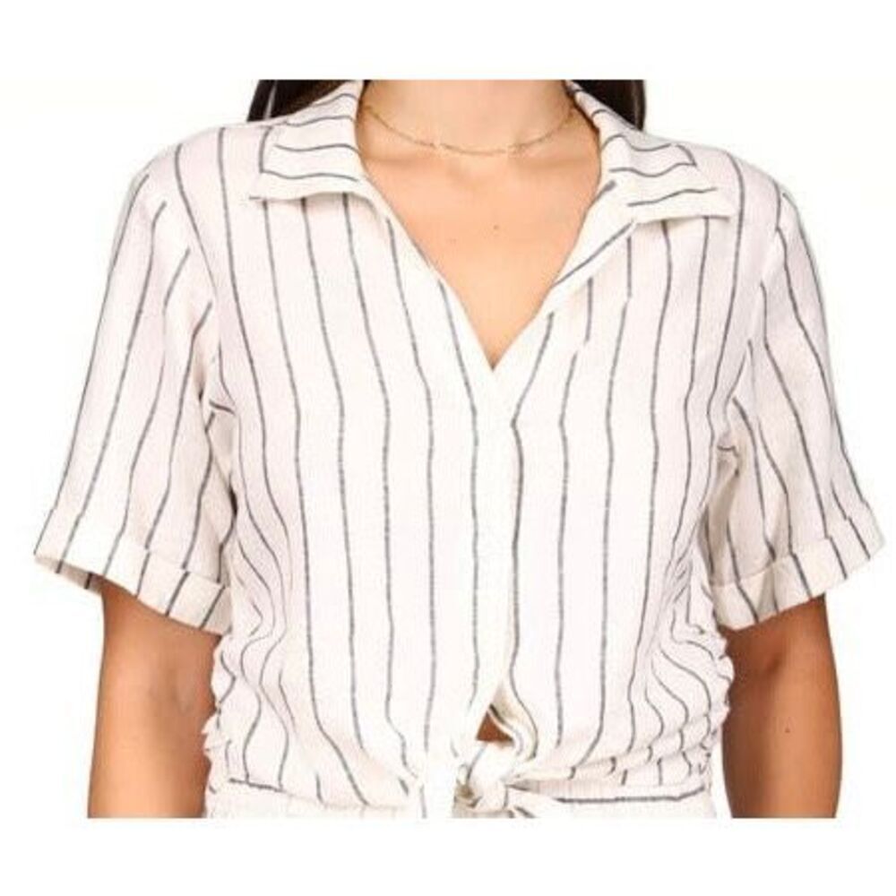 Womens Striped‎ Collared Button-Down Top Size XS